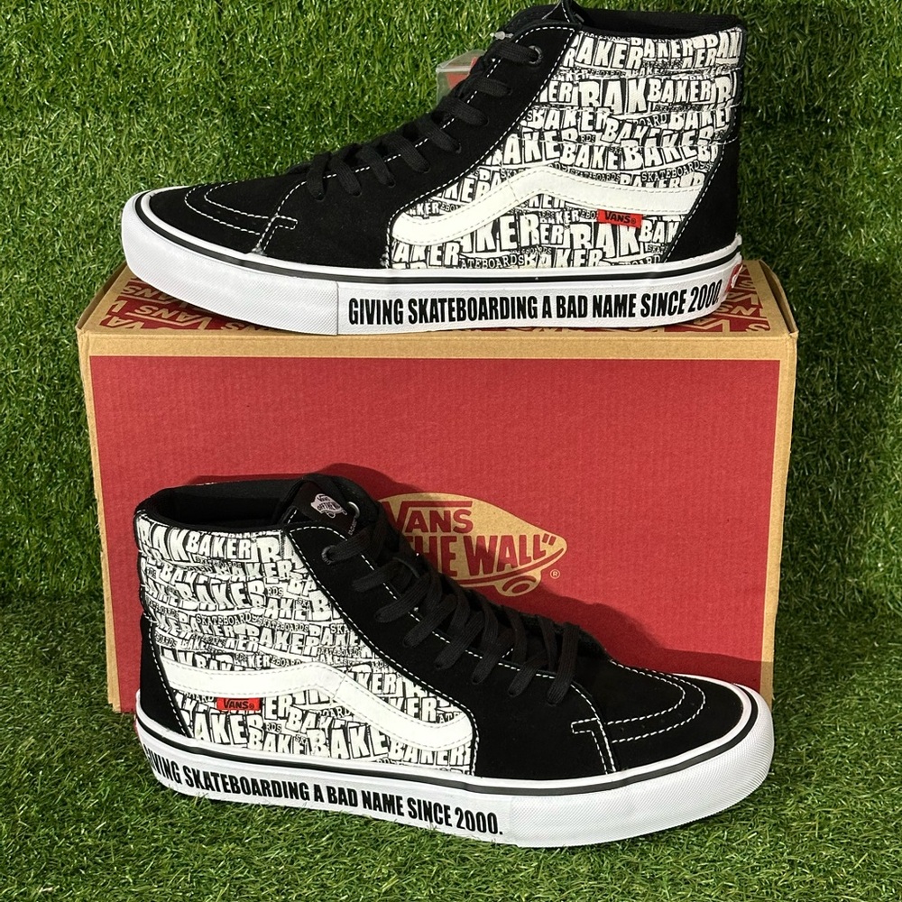 VANS SK8-HI PRO BAKER SKATEBOARD SUEDE , SHOES, SIZES 7.5, 11.5 ,12, MENS BLACK